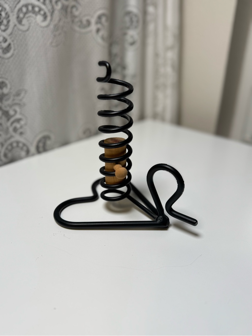 Vintage Wrought Iron Courting Candle Holder, Adjustable Heart Base- 6 inches